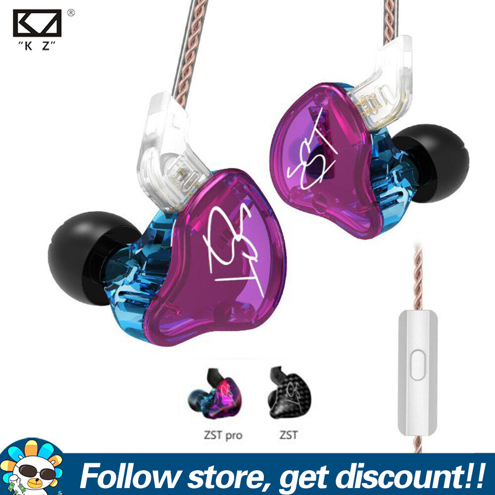 KZ ZST Pro Armature Dual Driver Earphone Detachable Cable In Ear Audio Monitors Noise Isolating HiFi Music Sports Earbuds 3.5mm In Ear Wired Music Earphones With Microphone for Iphone Xiaomi Huawei Ph