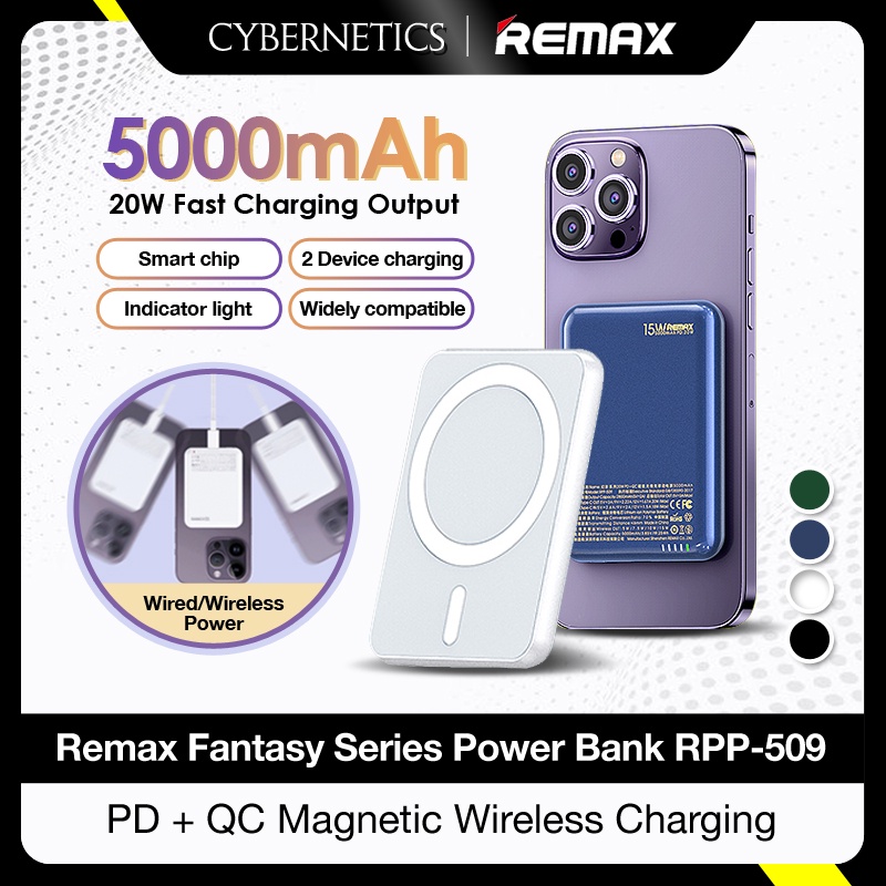 REMAX---RPP-509 5000mAh FANTASY SERIES 20W PD+QC MAGNETIC WIRELESS CHARGING POWER BANK (IN/OUT-TYPE-C)