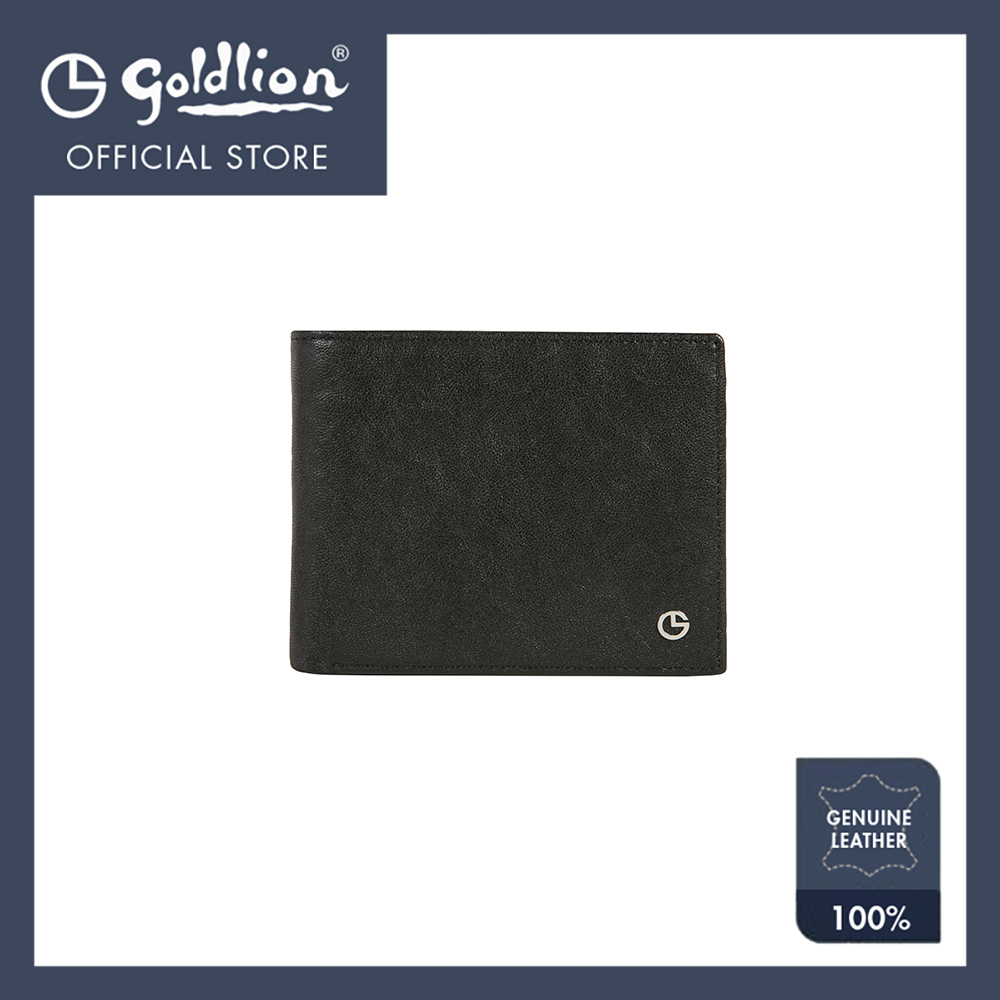 Goldlion Men Genuine Leather Wallet (12 Cards Slot, Window Compartment, Center Flap)