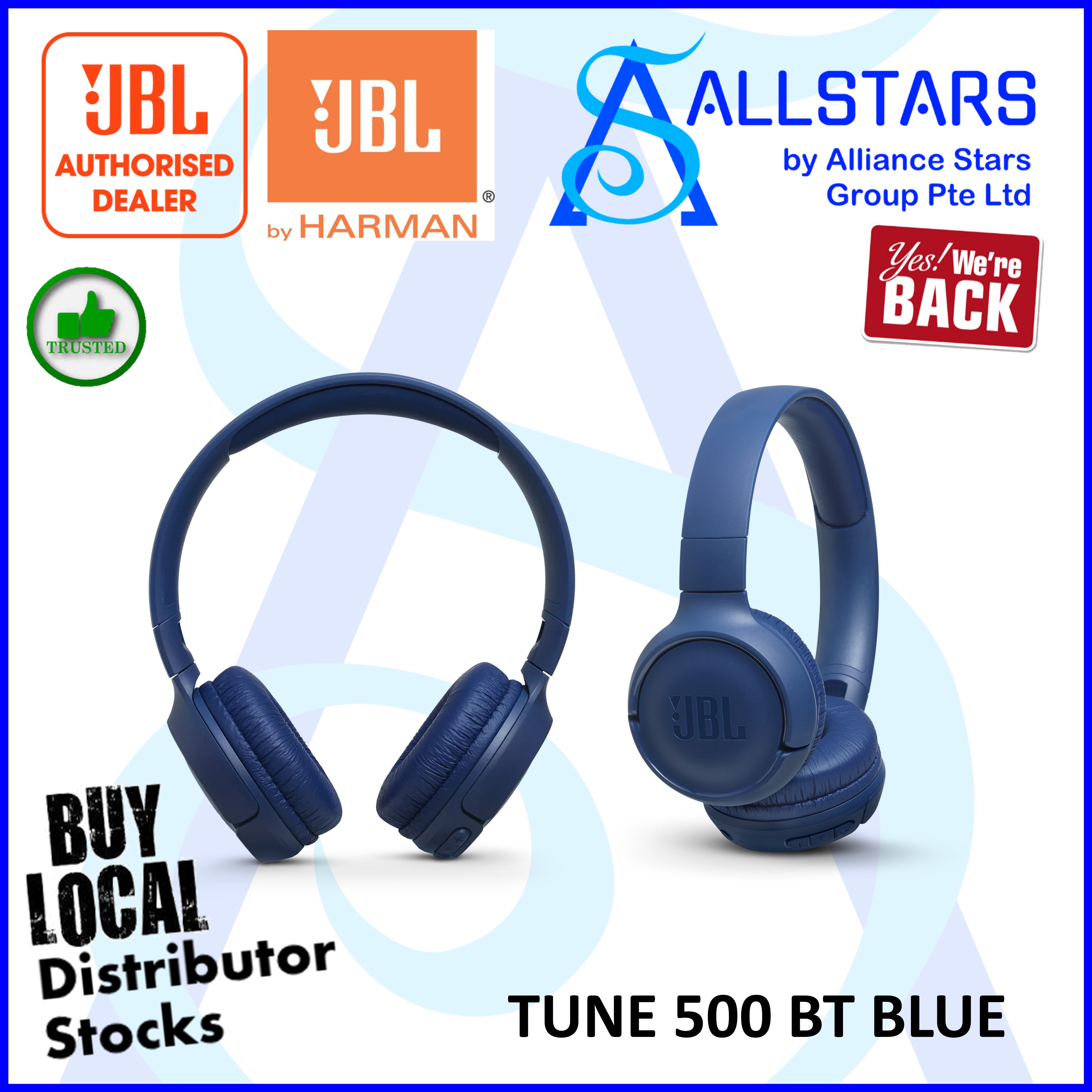 (ALLSTARS : We Are Back / Headset Promo) JBL Tune500BT / T500BT (Blue) Bluetooth Wireless on-ear headphones (JBLT500BTBLU) / Audio (Warranty 1year with IMS)