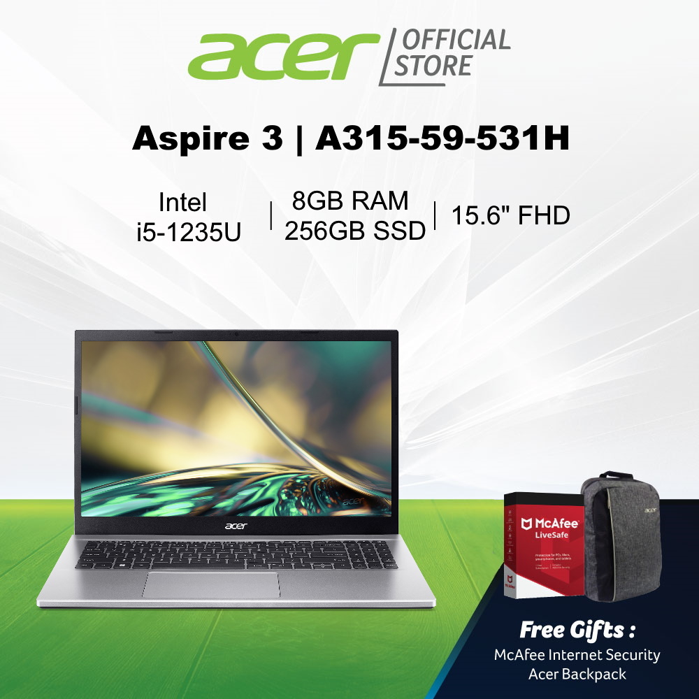 [12th Gen i5-1235U processor] Acer Aspire 3 A315-59-531H(Silver) 15.6-inch FHD Laptop | 8GB RAM | 256GB SSD