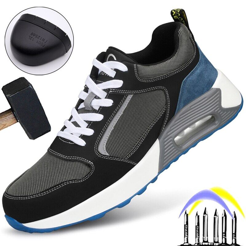 Work Safety Shoes Men Air Cushion Work Sneakers Anti-smash Anti-stab Indestructible Shoes Steel Toe Men Work Shoes