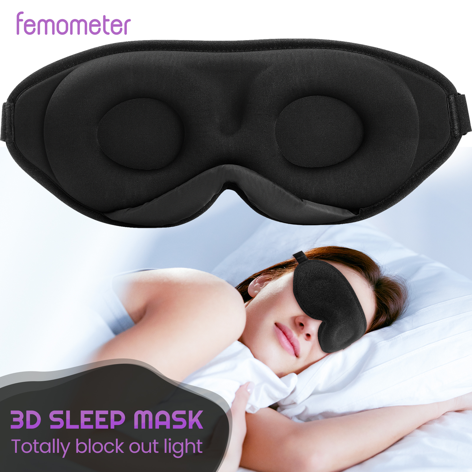 Femometer Sleep Mask Men Women Eye Patch 3D Blackout Eye Mask for Sleeping soft Portable Blindfold Travel Comfy Eyepatch