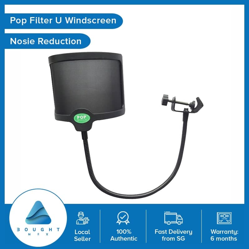 Pop Filter U Windscreen Microphone Shield Double Layer Metal Mesh Adjustable Singing Casting Streaming Recording