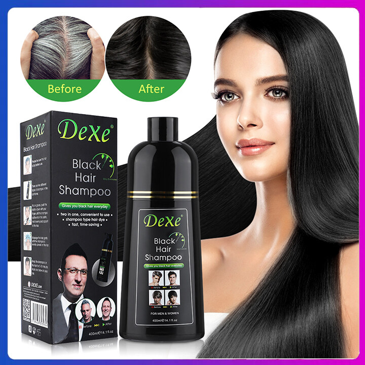 DEXE 400ml Black Dyed Shampoo Black Hair Dye Ingredients Ginseng Ginger Ganoderma Lucidum White Hair Dyed Black Adult Available Repair Hair Nourish Scalp