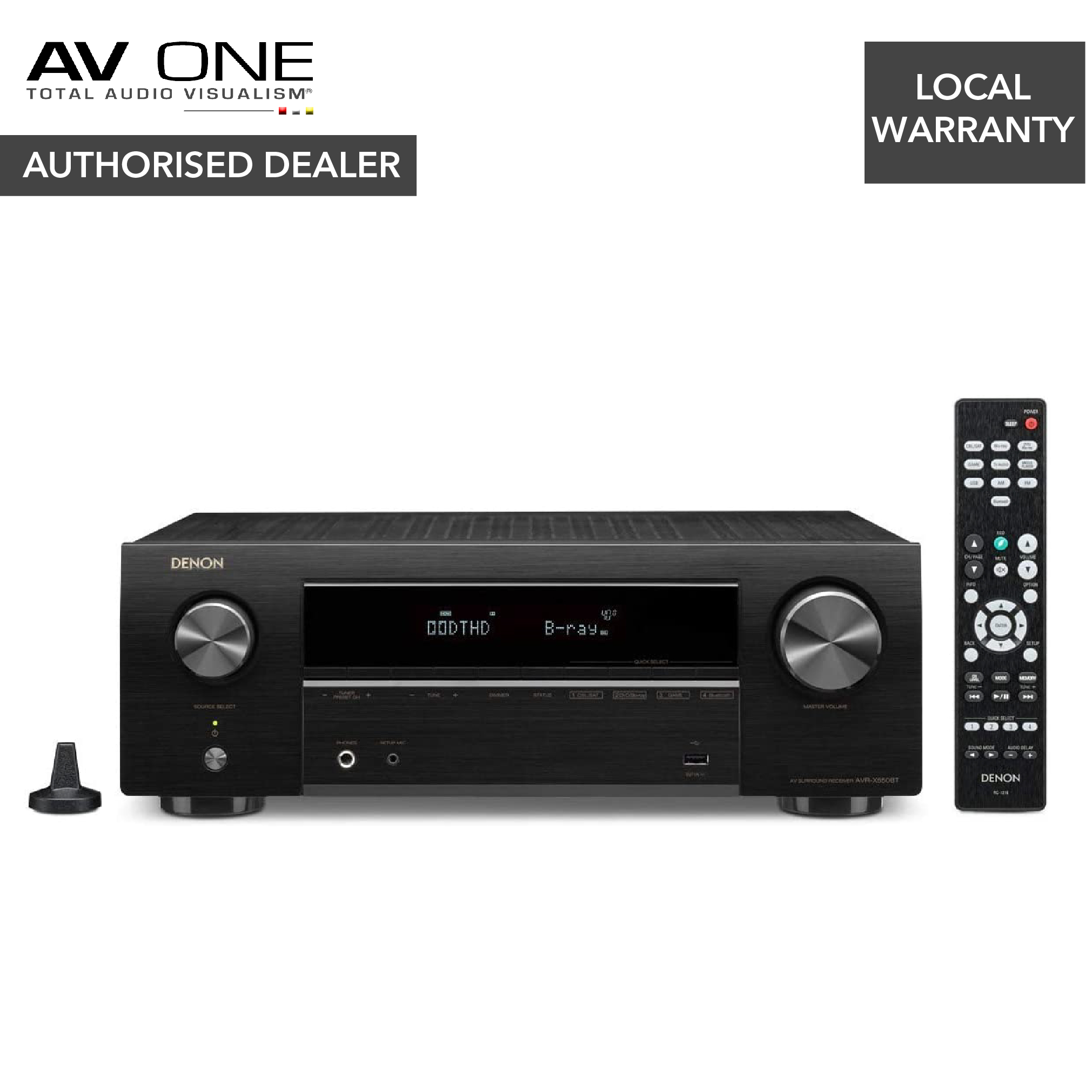 Denon AVR-X550BT 5.2 Ch. AV Receiver w/ Bluetooth - AV One Authorized Dealer/Official Product/Warranty