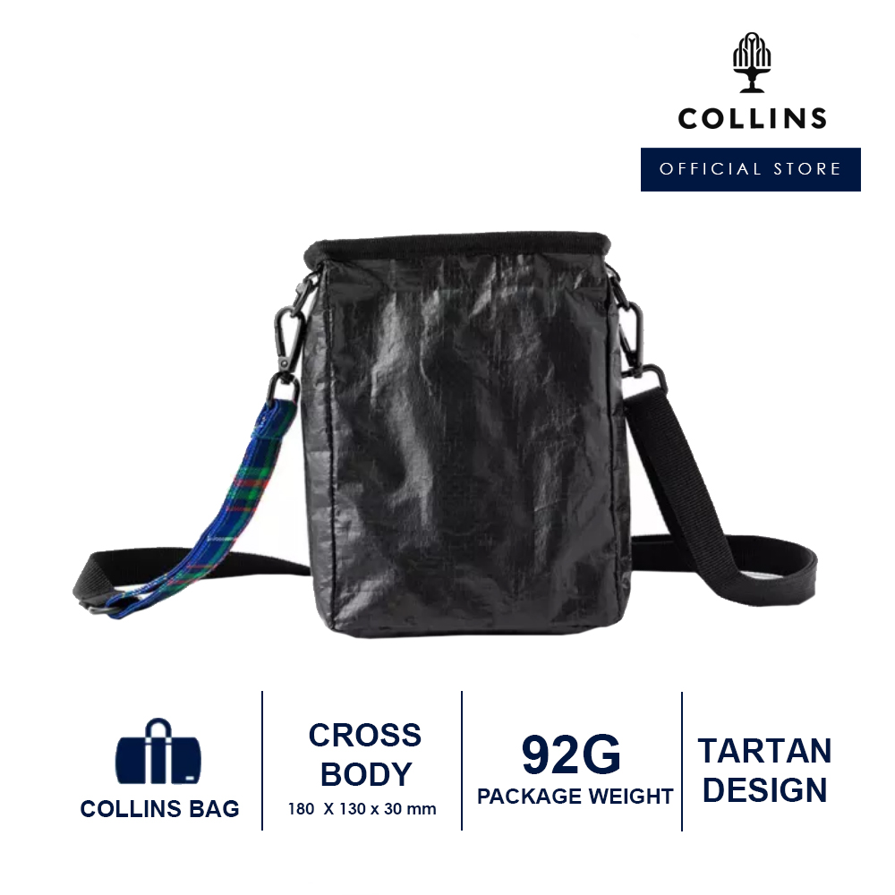 Collins Urbanite Bag Crossbody Tartan, Vertical Black