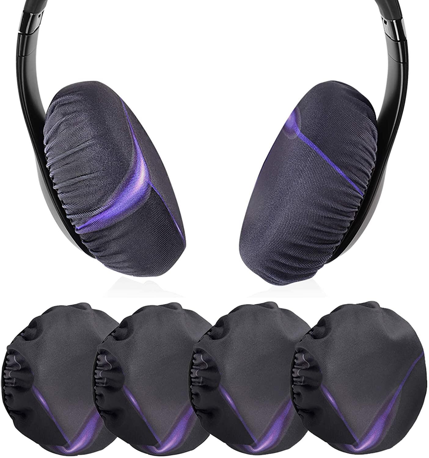 Geekria 2 Pairs Medium Flex Fabric Washable Headphone Covers/Earphone Covers/Ear Pads Protector/Stretchable Sanitary Earcup, Fits 3"-4" Headset Earpads, Compatible with WH-1000XM3, Studio3.0 Headphone