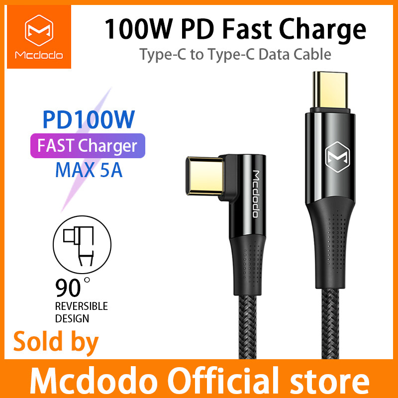 Mcdodo 90 degree elbow design 100W USB Type C Cable To USB C Cable for Samsung Huawei Xiaomi notebook macbook 2015-2020 IPAD AIR IPAD Pro PD Fast Charging Charger Cord  C TO C Fully compatible with 5-