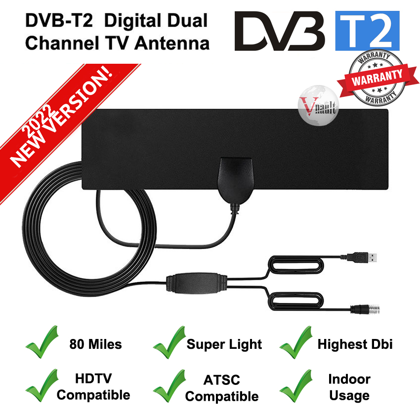 [Local Seller][Ready Stock] 2022 Best Plate Antenna for TV HDTV Digital DVB-T2/FM Dual channel. Super Strong Receiving Quality.