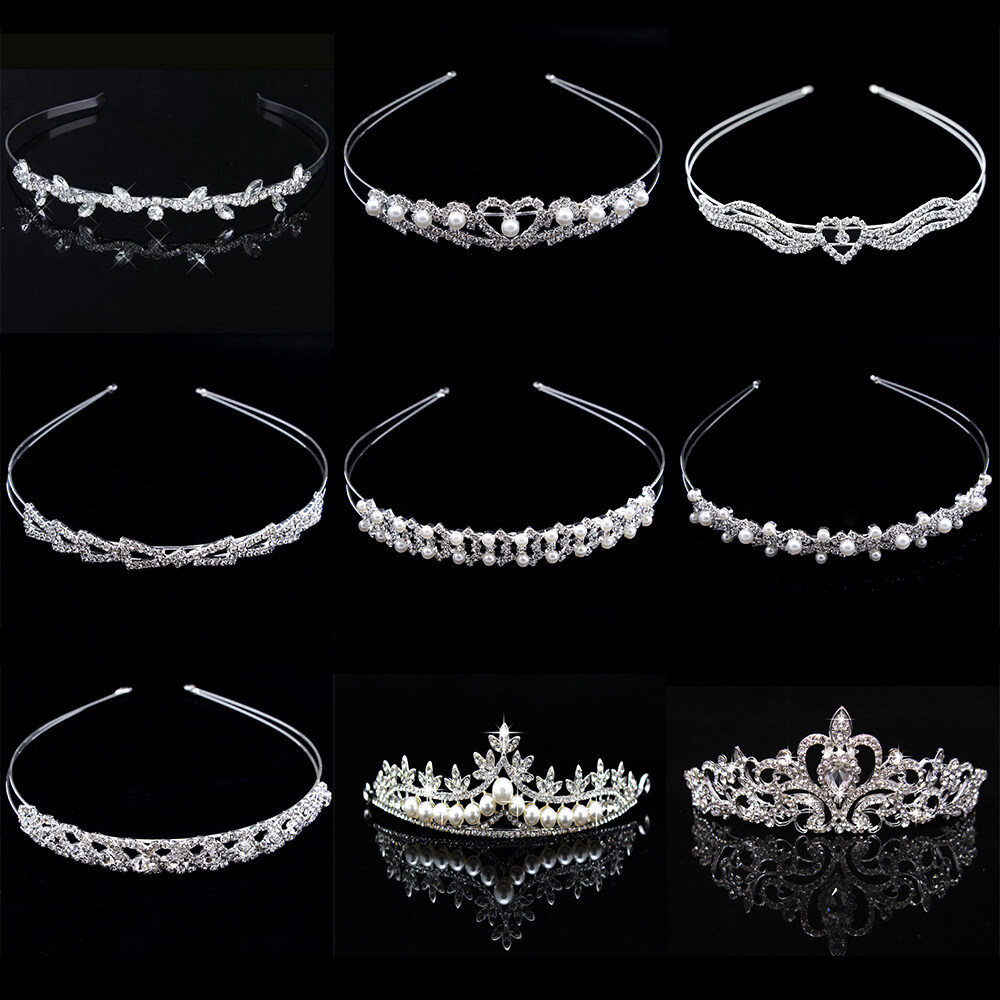 1 PC Princess Tiaras Rhinestone Crystal Wedding Party Headdress Hair Accessories Gift Fashion Bridal Hair Accessories Ladies Girls Flower and Leaf Crown Headband