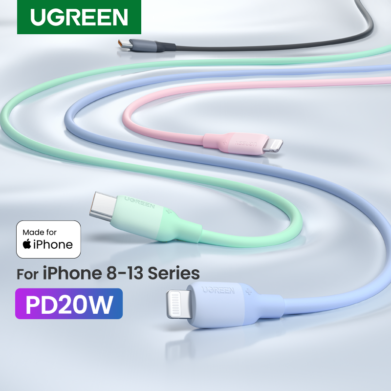 UGREEN MFI 60W USB-C Lightning Cable Power Delivery Fast Charging Coloful Cable for iPhone 14 13 Pro Max iPhone 14 Plus iPhone 12 11 Pro Max  iPhone SE 2 3 Tpye C