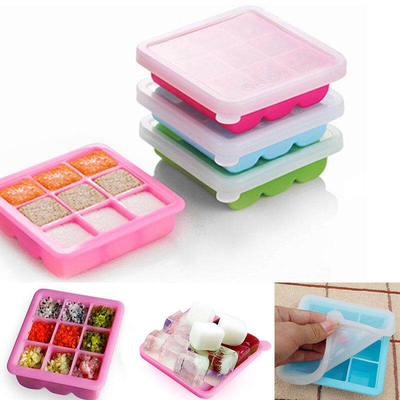 Safety Silicone Baby Food Container 8 Hole Infant Flower Lattice Breast Milk Fruit Vegetable Storage Box Freezer Tray Crisper