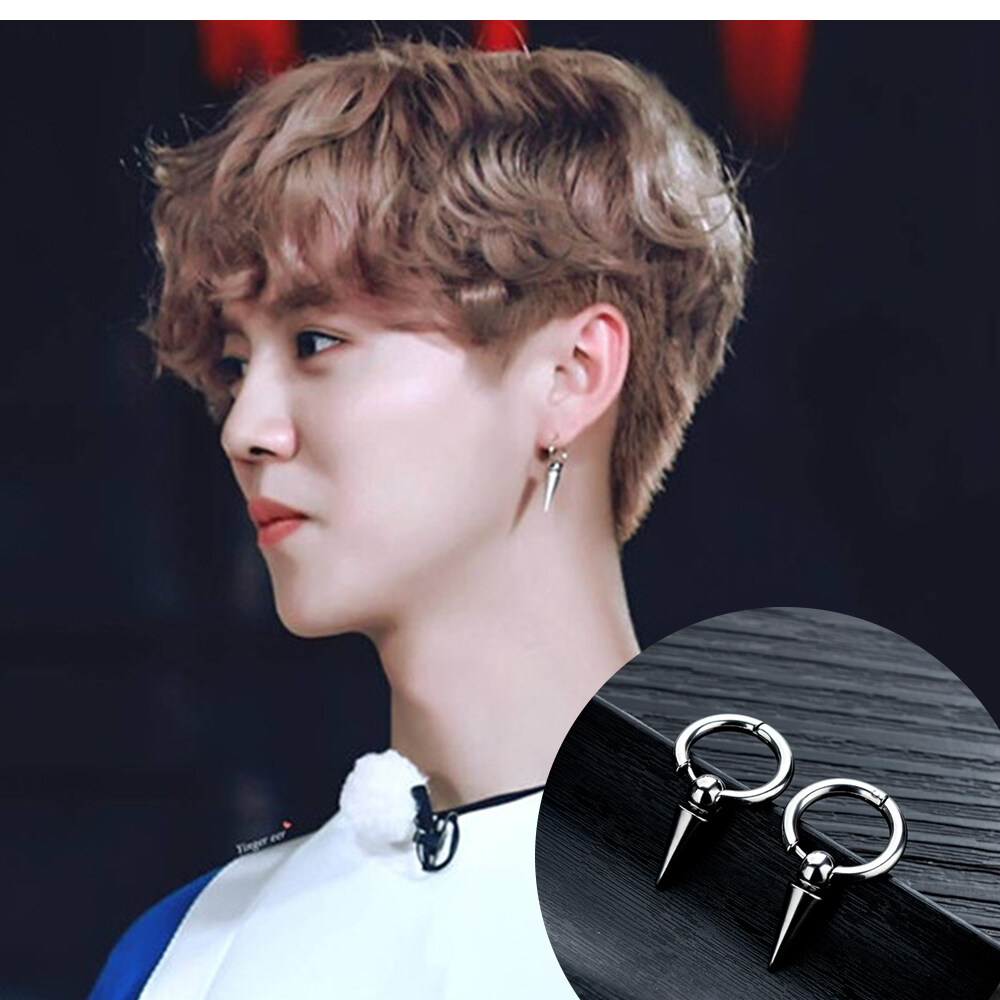 OPK Fashion Earrings For Men Titanium steel earrings Korean style rock punk wind spike studs