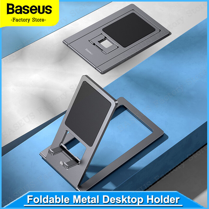 Baseus Foldable Metal Desktop Holder 360° Fully Adjustable Strong and Stable for Phones and Tablets Less Than 12.9inch Universal for Study Work Conversation