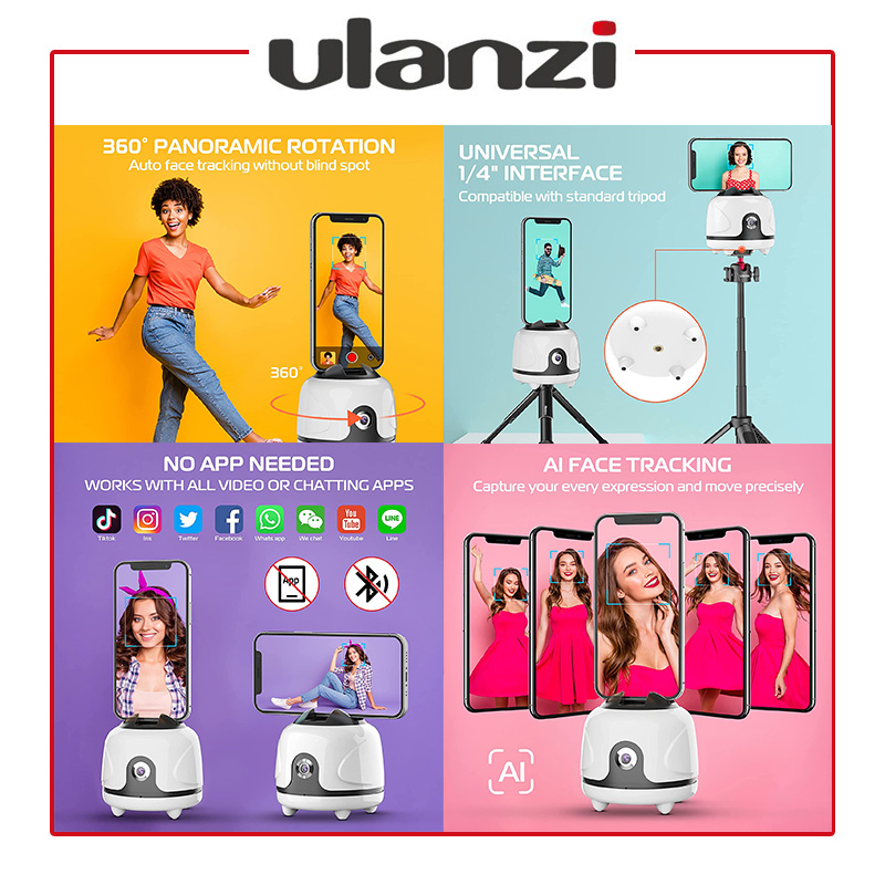 Ulanzi Cameraman Smart Auto Tracking Mount Pan Smartphone Holder Rotation for Smartphone Selfie (Similar to PIVO POD)