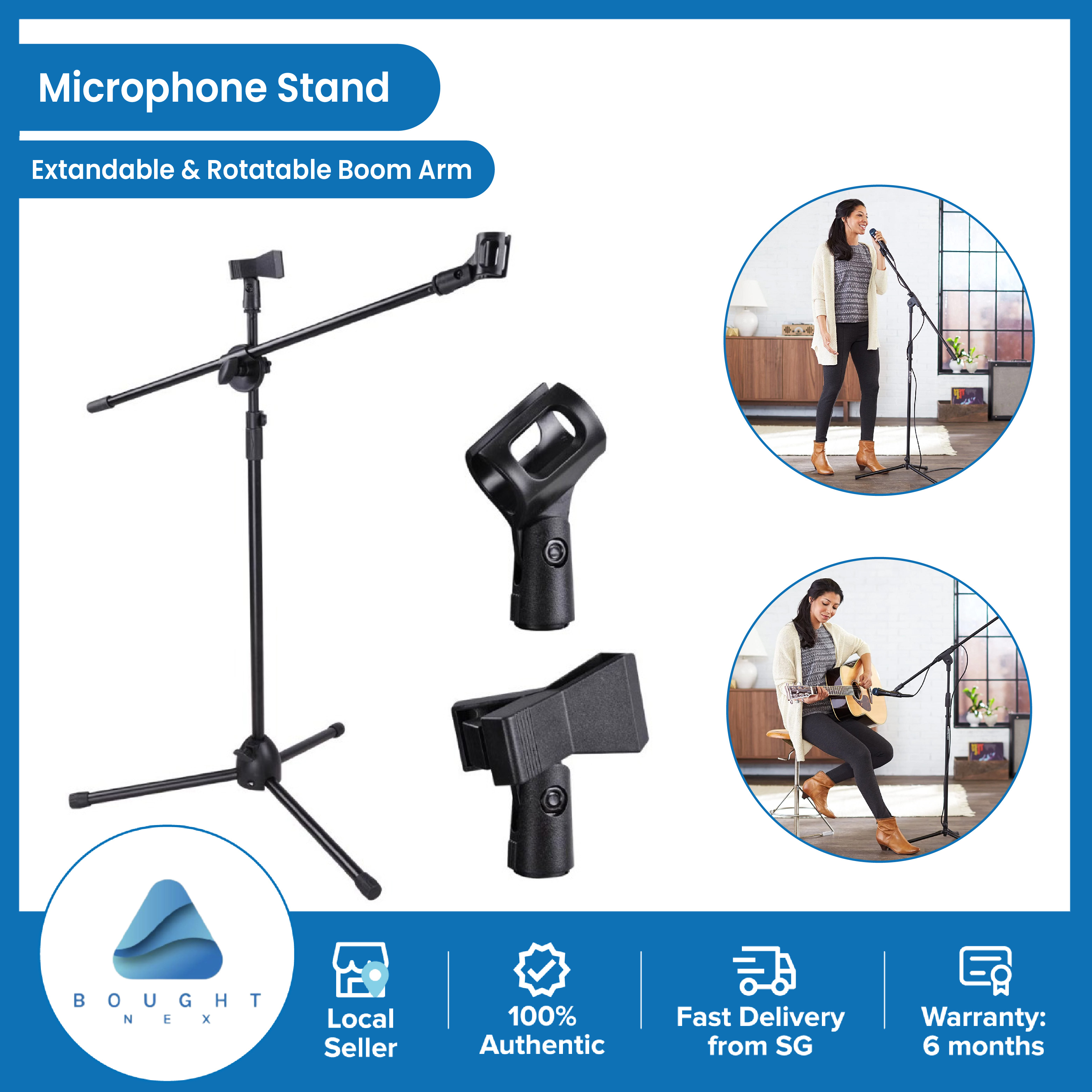 Microphone Stand Professional Karaoke Singing Recording Stage Speech Performance Adjustable Extandable Rotatable