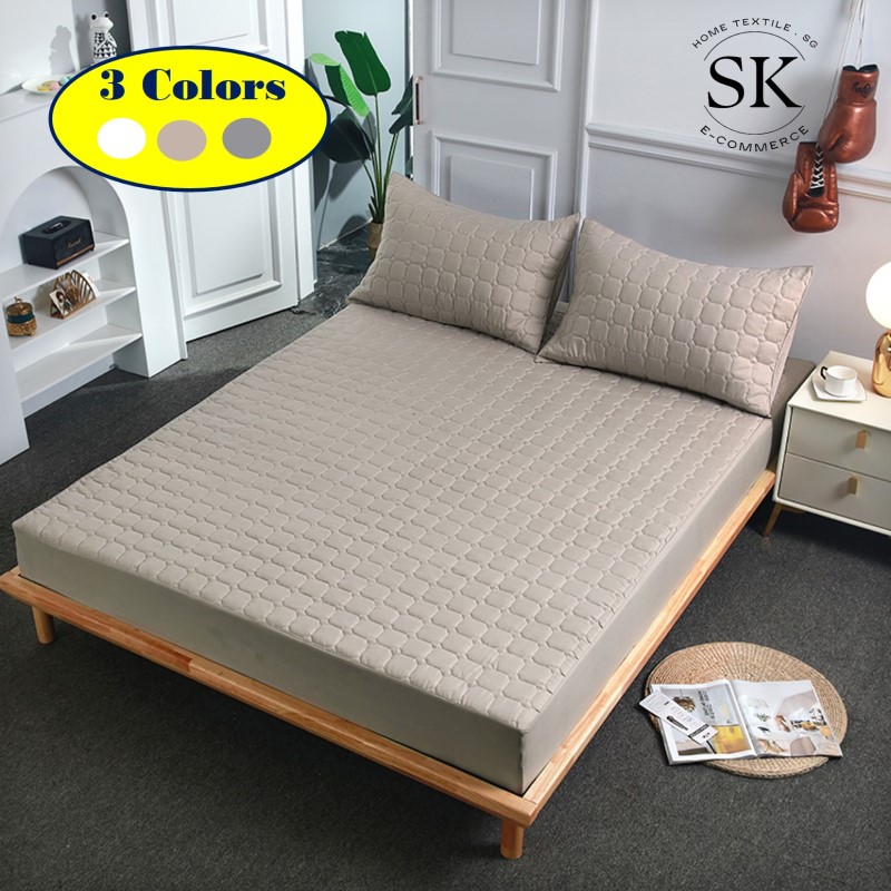 High Quality Cotton Fabric Fitted Sheet Mattress Protector [NON WATERPROOF ]~SG Ready Stock