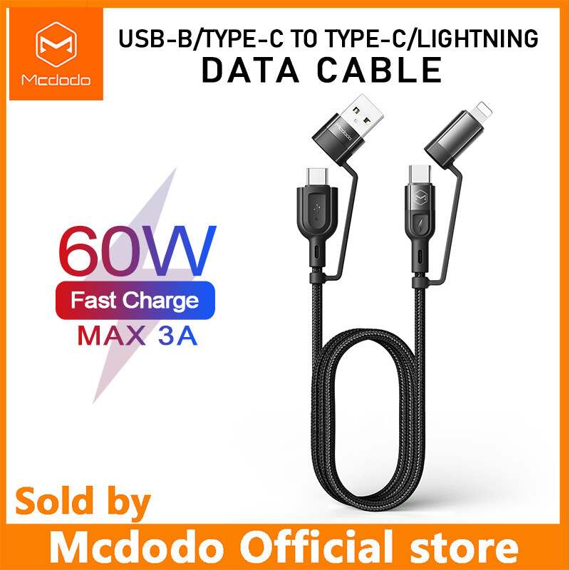 Mcdodo USB-A Type-C Charging Cable 4-in-1 PD/Lightning/Type-C/iPhone data cable fast charging for iphone 12 pro max  iphone 11 pro Huawei Samsung Xiaomi 120cm