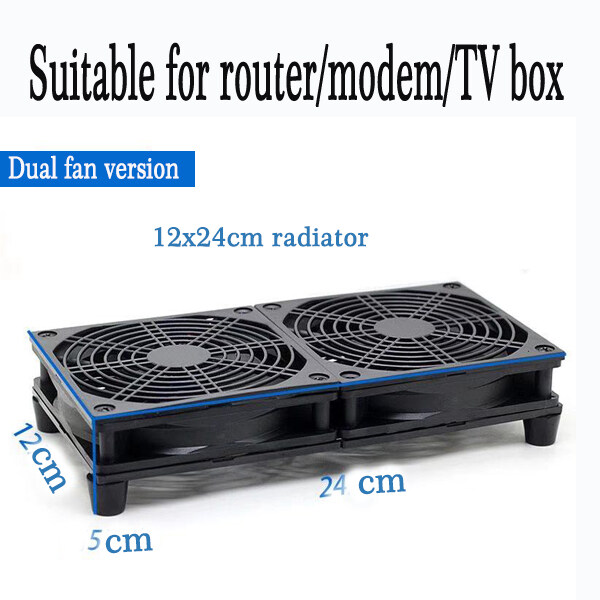 120mm Cooling Fan External Cooler Stand Router Modem  With 5V USB (Dual Fan 1800RPM) ASUSAC3100 AC3200 AC2400 AC66u AC87u AC88u R7000 EVPAD UNBLOCK