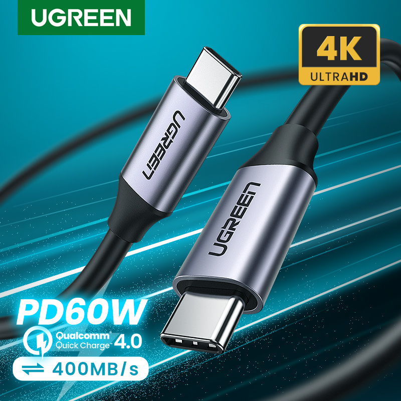 UGREEN 60W USB C Fast Charging 4K60Hz Cord Video Cable QC4.0 20V3A Charger Data Line 1.5m for PS5 Switch SAMSUNG S22 Xiaomi MacBook ipad Gaming Latops 400Mbps USB C to USB C Cable Delivery Charging Co
