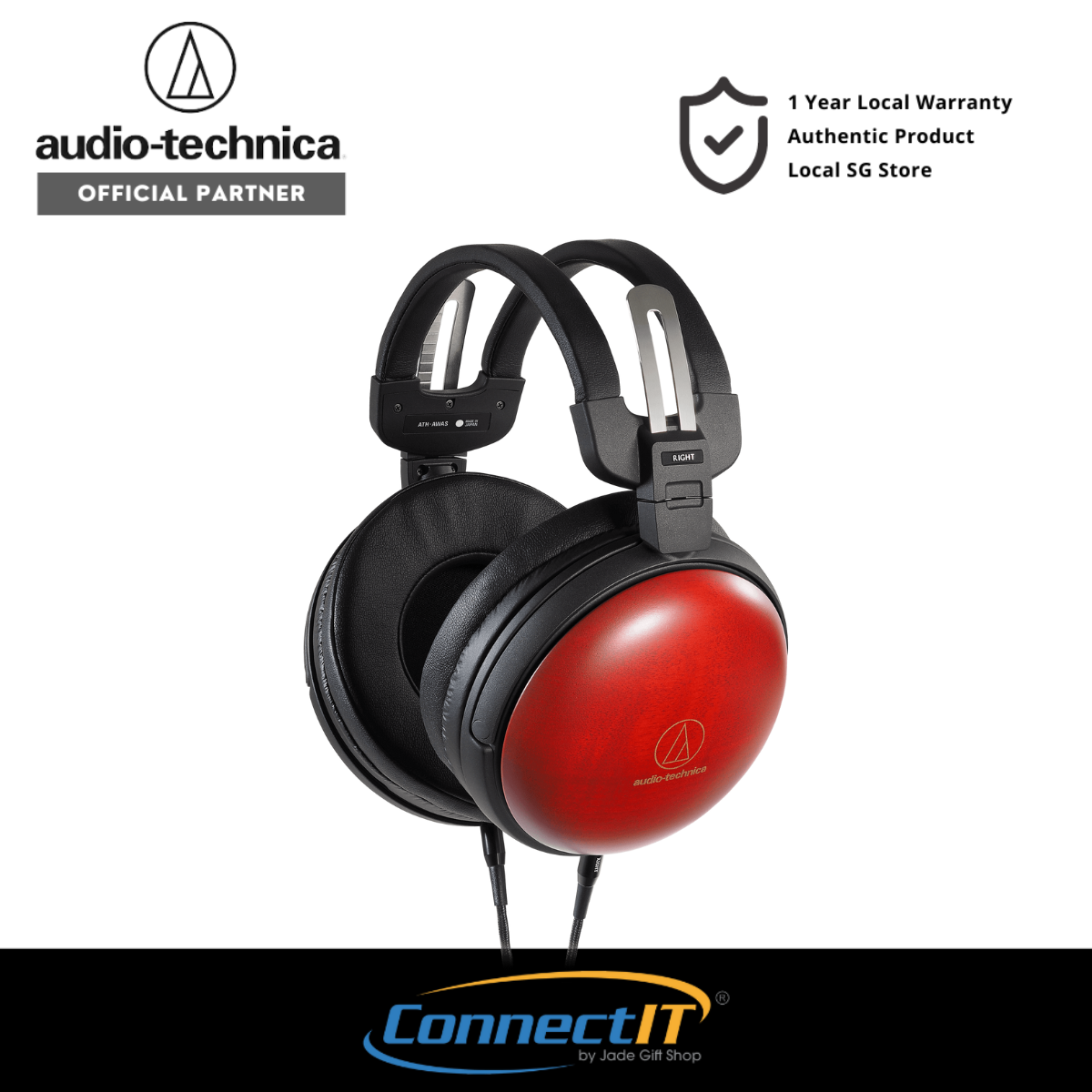 Audio Technica ATH-AWAS Audiophile Closed-back Dynamic Wired 3.5mm Wooden Headphones (1 Year Local Warrnaty)