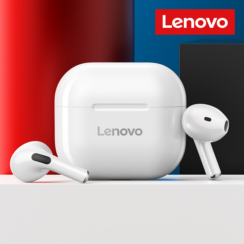 Lenovo LP40 TWS Mini Wireless Bluetooth Earphone Sports Gaming Bluetooth Earbuds Noise Cancelling Waterproof with Charging Box Mic Support Call Video IOS Android Universal