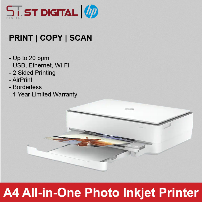 HP ENVY 6020 6020e AIO Colour Printer Print, Scan, Copy, Wireless, Double-sided Photo Color Printer