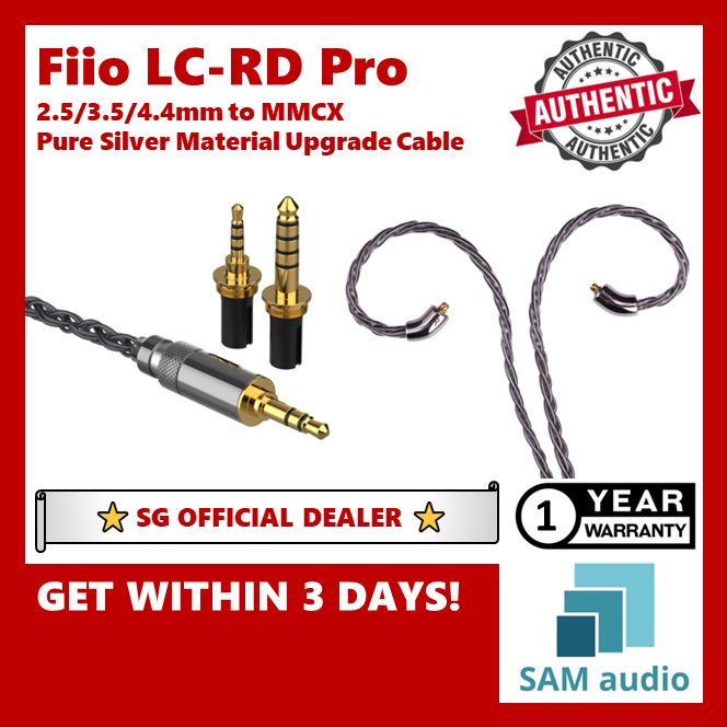 [?SG] FiiO LC-RD Pro, Pure Silver Plug Cable with MMCX Connectors and 2.5/3.5/4.4mm Audio Jack