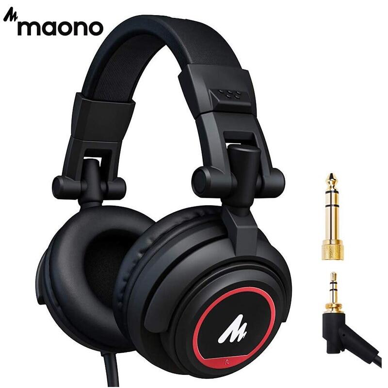 Maono Monitor Headphones 50MM Drivers Over Ear Studio Lightweight Foldable Headphones for Smartphone Computer Podcast