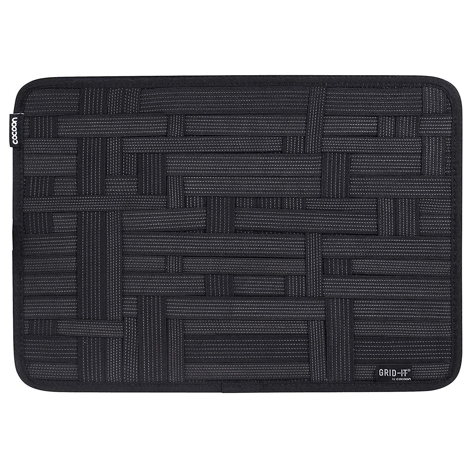 Backpack Insert Organizer 27 x 19 cm, Universal Accessories Organizer, Cocoon GRID-IT Accessory Organizer With Back Zip Pouch Hard Drive Case Cable Organizer Grid Pad (Black) [Local Warranty]