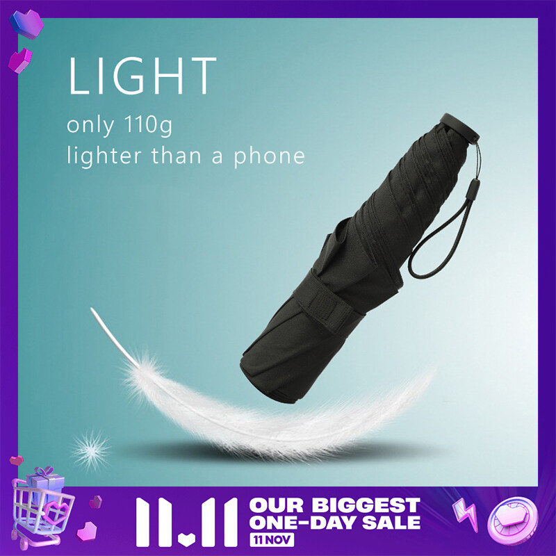 110G Ultralight Sun Umbrella Portable Anti UV Travel Folding Umbrella Rain Women Simple Light Parasol 6 Ribs