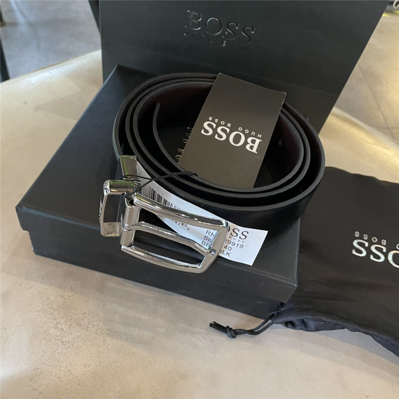 Original New 2021Hugo Boss High Quality Cowhide Men's Real Buckle Belts Apply To Business and Elegant Fashion