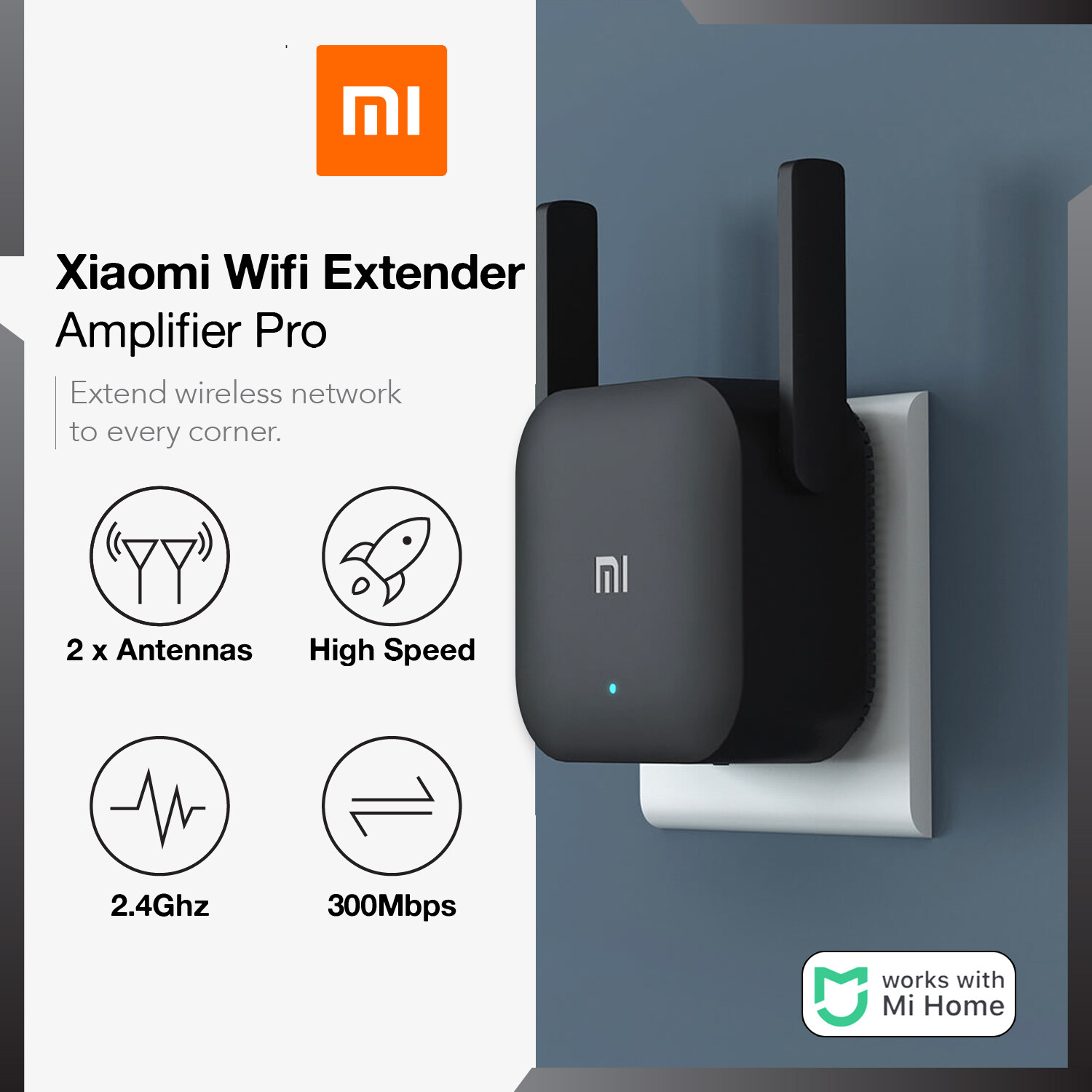 Xiaomi Mijia WiFi Router Amplifier Pro Router 300Mbps Network Expander Repeater Power Extender Roteador 2 Antenna Home Office