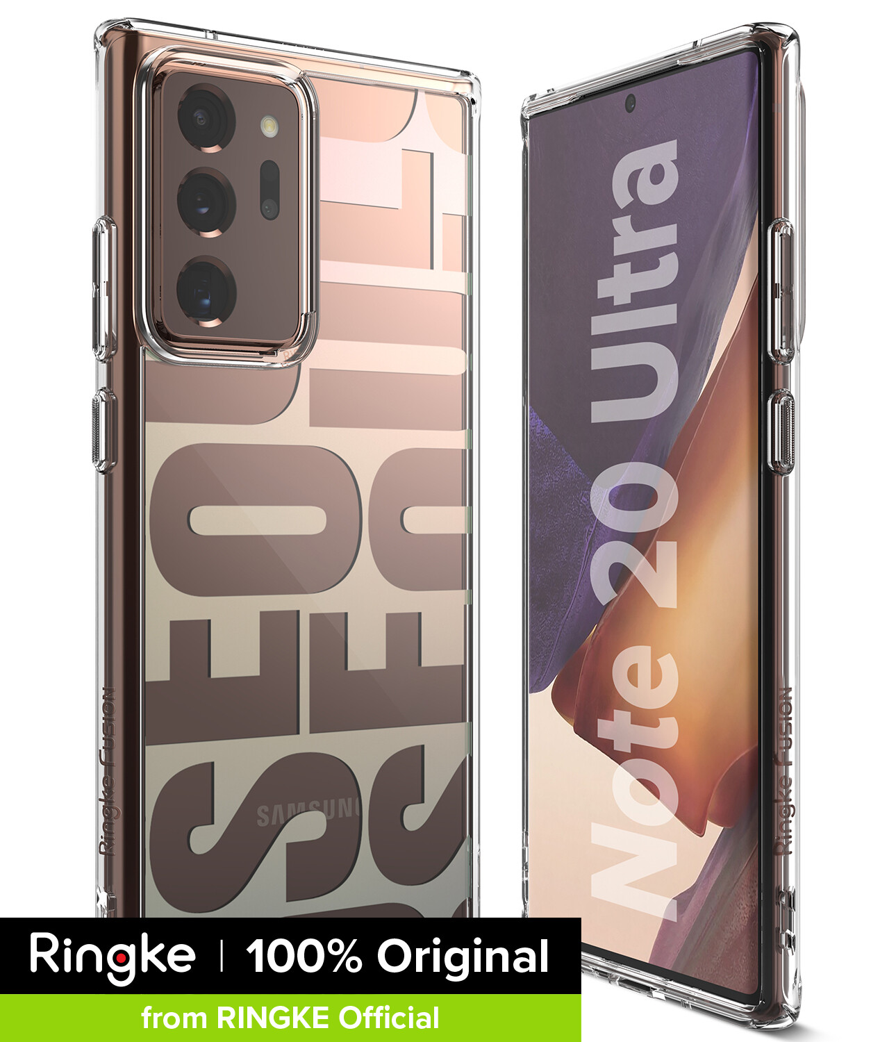 Ringke [FUSION] for Galaxy Note 20 Ultra Case, Hard Clear PC Back [Military Drop Defense] Lightweight Upgraded Transparent TPU Bumper Cover with Wrist Strap