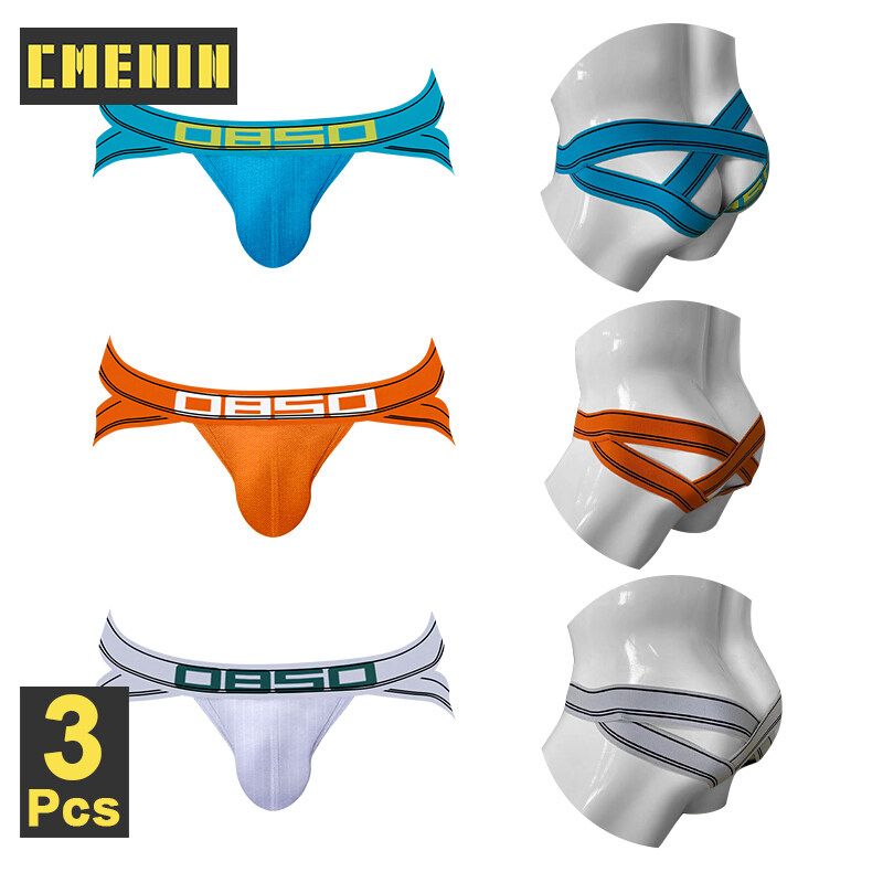 CMENIN BS 3Pcs 2021 New Cotton Sexy Men Underwear Jockstrap Panties Hip Raise Stringi Men's Thongs Underpants Male BS3138