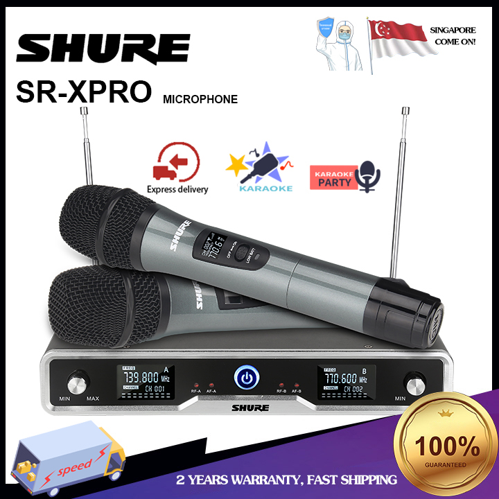 SHURE SR-XPRO UHF Wireless Dual Microphone Dual Microphone SM58 Sturdy and lightweight aluminum body. Receive signals from 800HMz distance, a new set of high frequency wireless microphones.