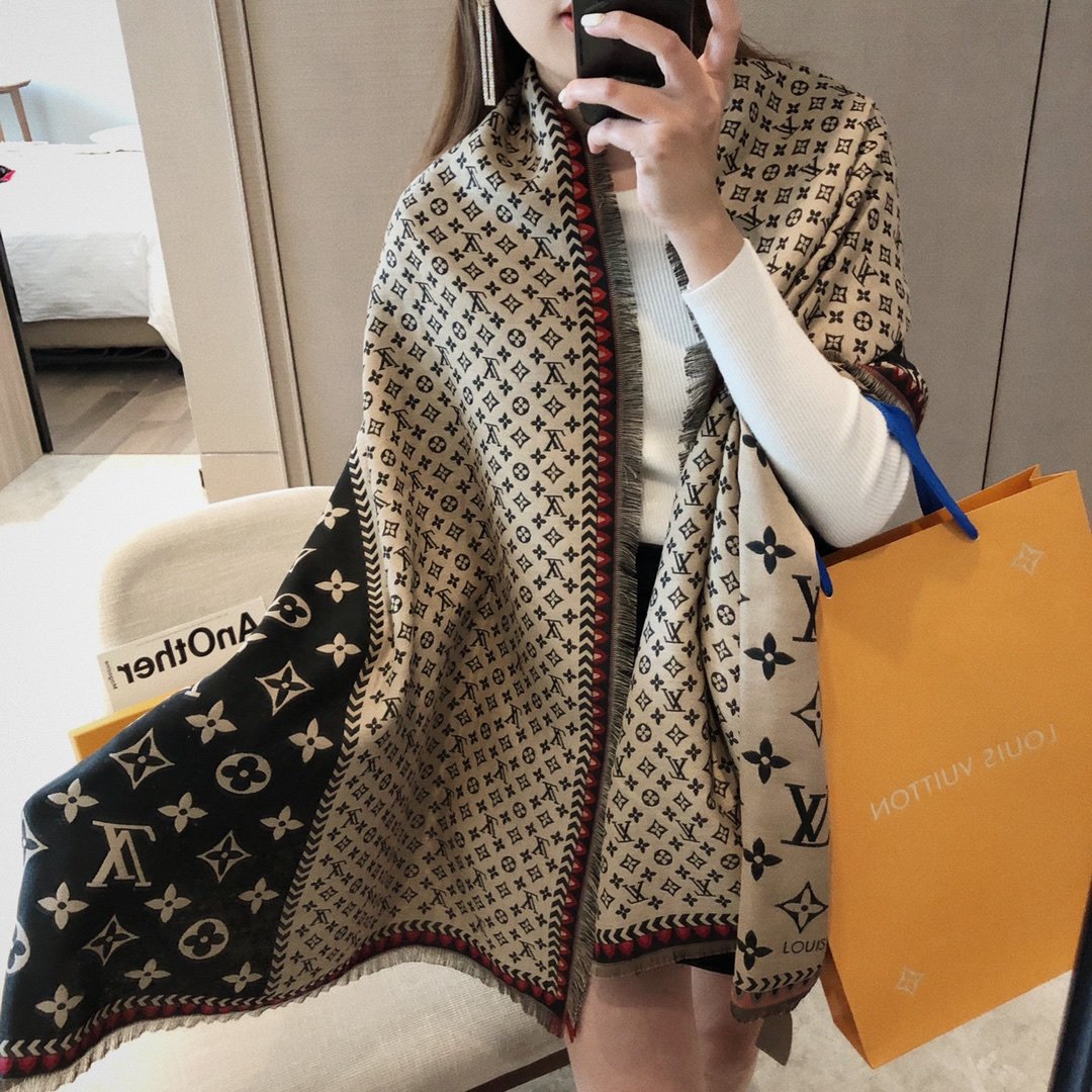♀✘ↂ  Original LV Scarf Warm Scarf Ladies Cashmere Pure Wool Blanket Cashmere Scarf Neck Headband Headscarf Casual Winter Scarf Shawl Scarf