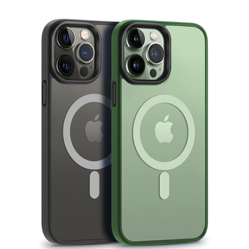 High Quality Translucent Matte Magnetic Phone Case For iPhone 12 13 14 Pro Max 14 Plus Shockproof Silicone Edge Soft Protection Casing Luxury Bumper Matte Hard Back Cover