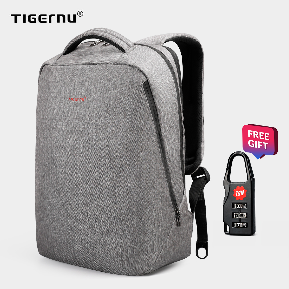Tigernu Classic Light Weight Backpack for 12-17inches Laptop With External USB Charging Port3164(black grey) - intl