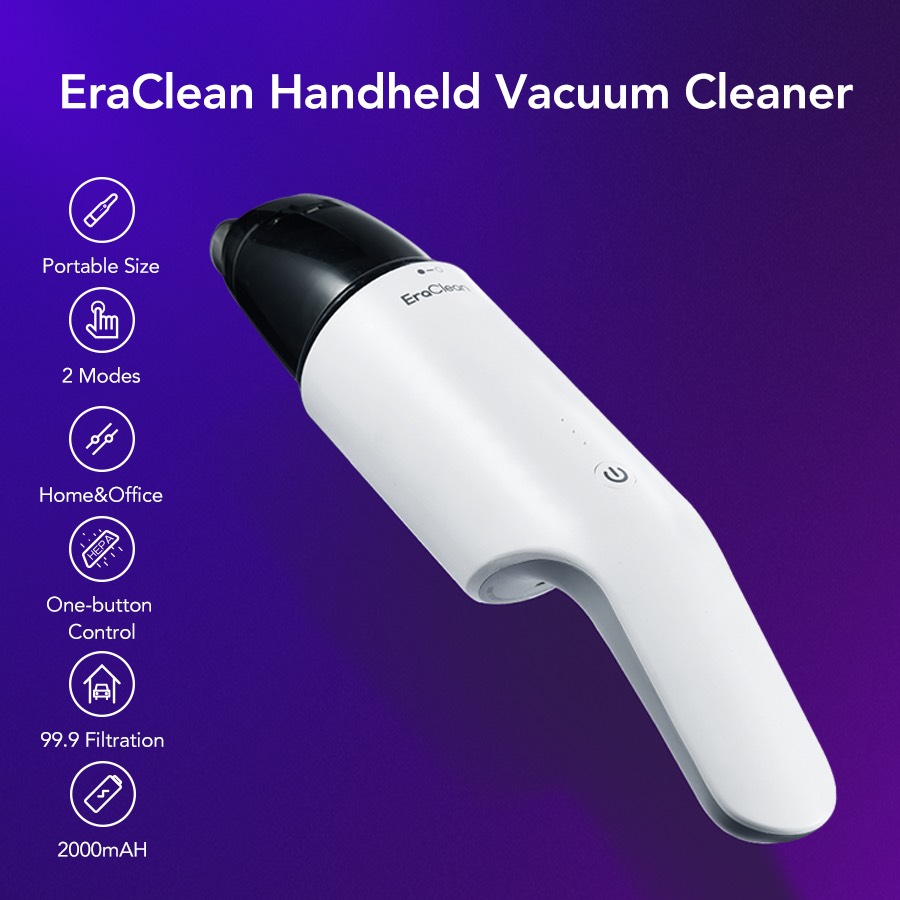 Xiaomi EraClean Car Vacuum Cleaner 6000Pa Suction Power Portable Wireless Handheld Auto Vacuum Cleaner for Car & Home & Computer Cleaning