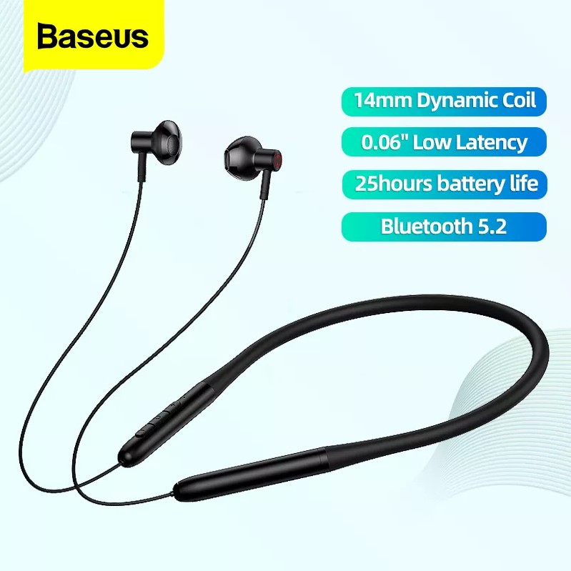 Baseus P1 Neckband Earphone In Ear Neckband wireless Bluetooth 5.2 Wireless Headphone Hifi Stereo Game Earbuds with Mic Magnetic Headset Neck Earphones Noise Cancelling Waterproof Earphone