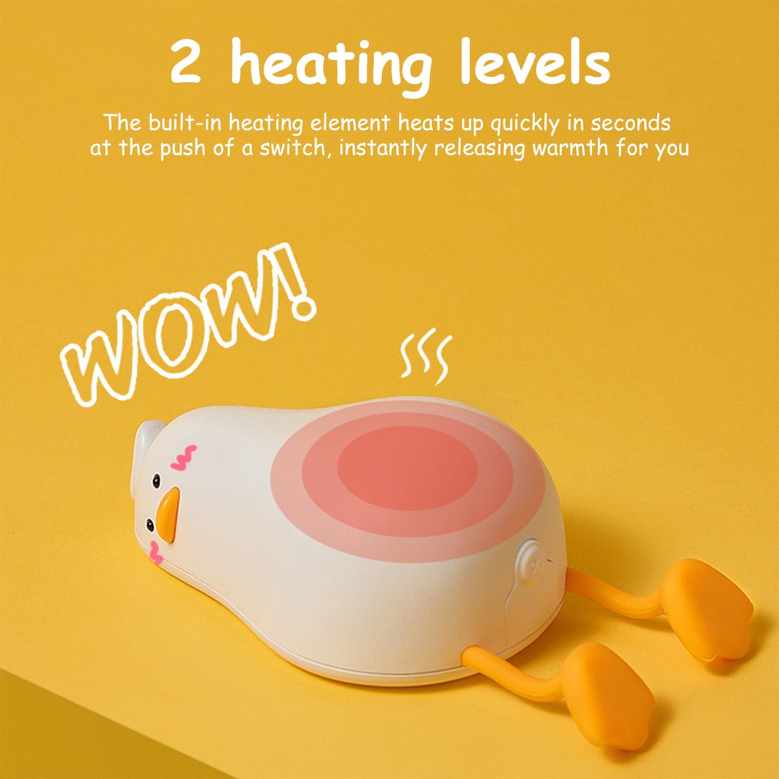 2 in 1 Electric Winter Heater Cartoon Duck Electric Hand Warmer Fast Heating Mobile Phone Bracket USB Rechargeable Students Gift