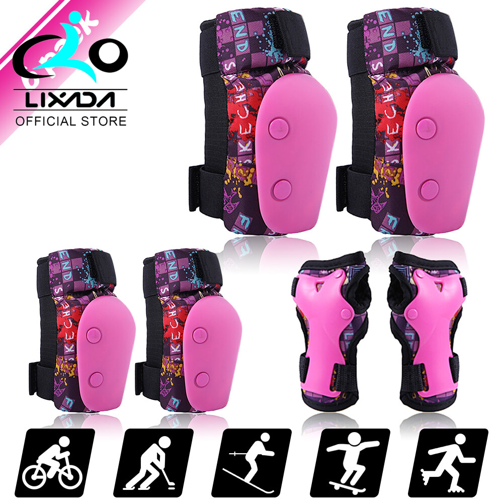 6 in 1 Kids Bike Pads Set Knee Pads Elbow Pads Wrist Guards Sport Protective Gear Set for Cycling Skateboard Roller Skating (S)