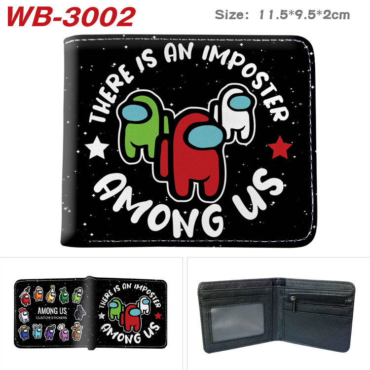 Among Us Boys Leather Portable Short Wallets Half Fold Full Color Printed Leather Cartoon Game Peripheral Card Case Kids Purse Casual Fashion Personality