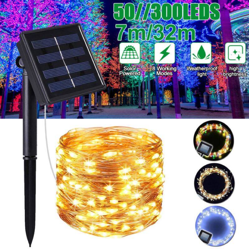 Solar Fairy Lights Xmas Tree Light LED String Lights7/32m 50/300 LED 8 Modes Outdoor Starry Lights Waterproof IP65 Christmas Halloween Decorative Lights Solar Garden Light