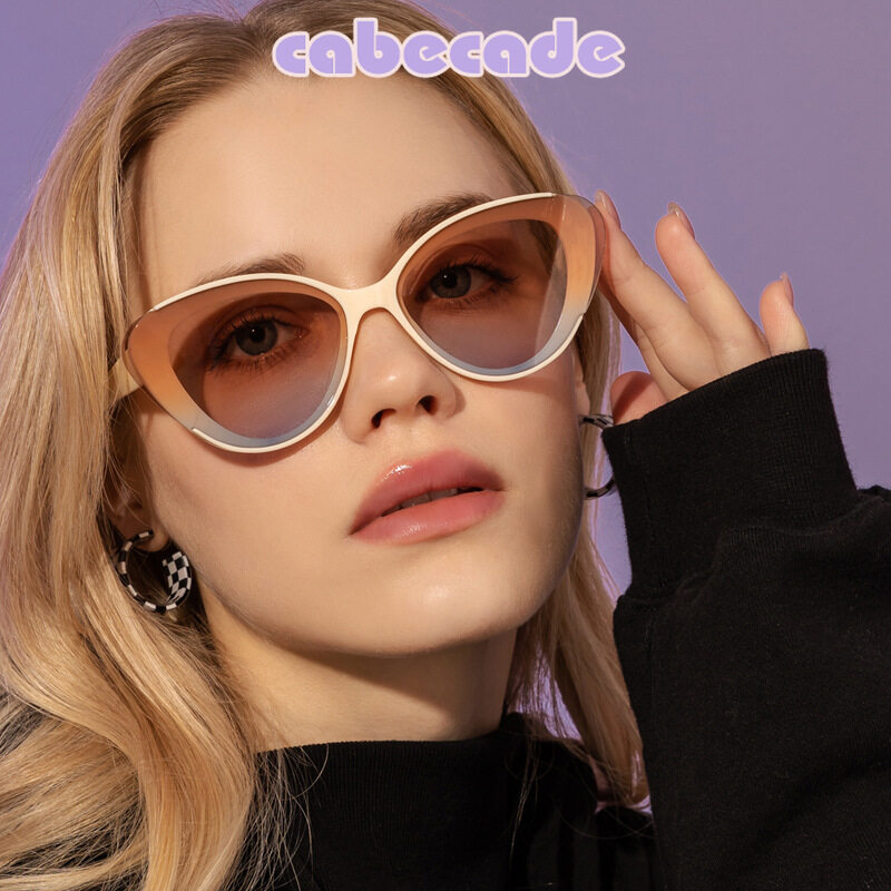 Cabecade 【high quality】 New Fashion Ladies Cat Eye Sunglasses Europe and America Small Frame Net Red Street Shooting Sunglasses Showing Face Small Glasses