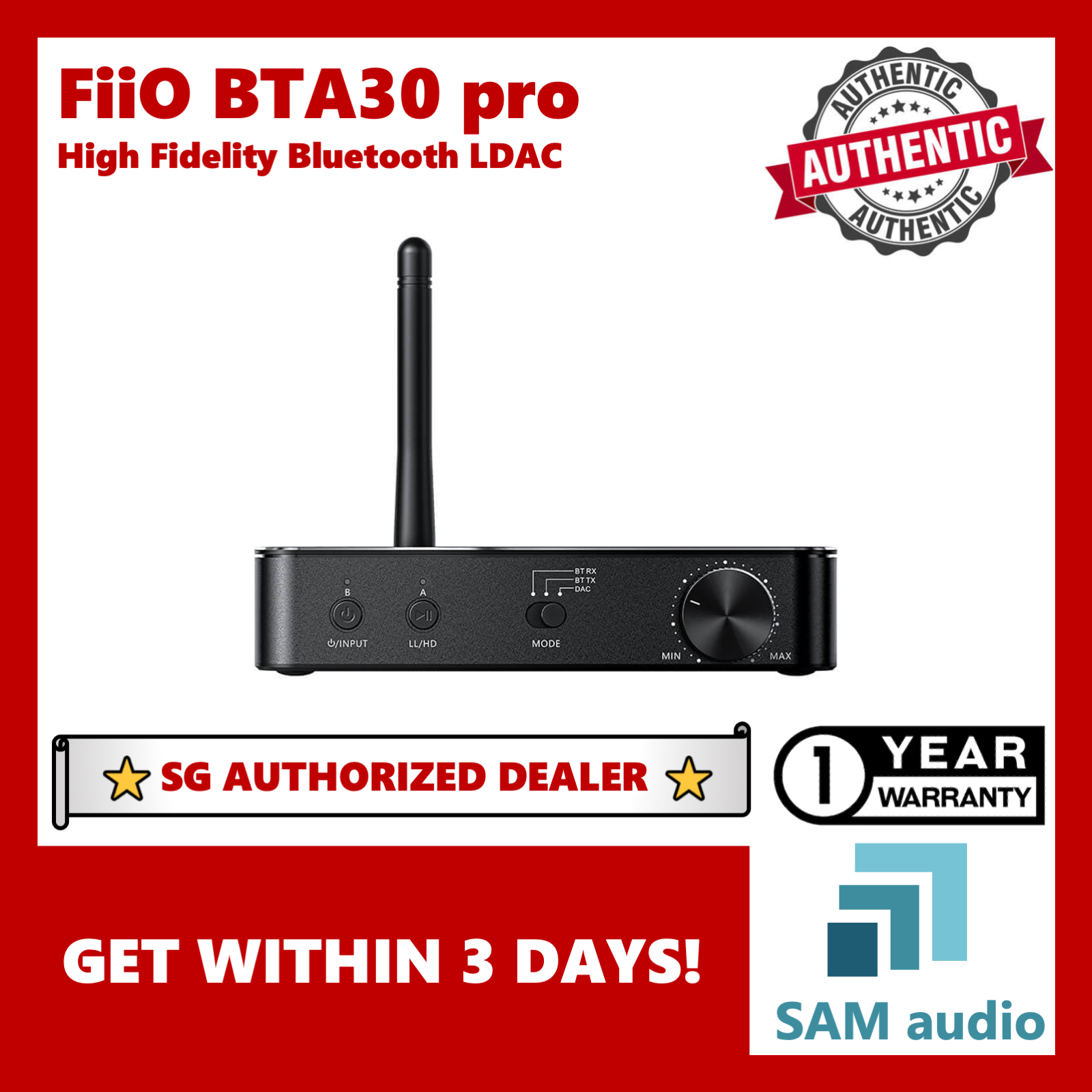 [?SG] FiiO BTA30 pro, ES9038Q2M DAC, Hi-Fi Bluetooth Transceiver/Receiver LDAC, Hifi audio