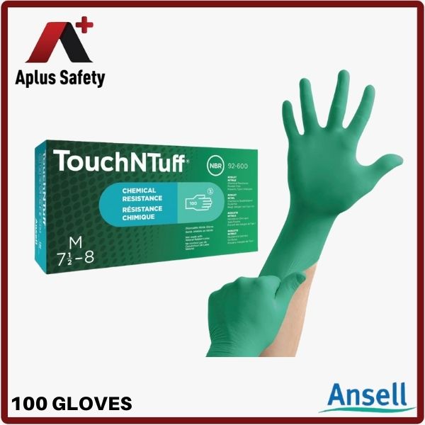ANSELL Touch N Tuff 92-600 Disposable Nitrile Glove, 100pcs/box (Enhanced Chemical Splash Protection / Powder Free)