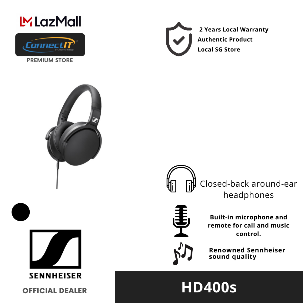 Sennheiser HD400S Around-Ear Wired Headphone With Microphone with 2 Years Warranty